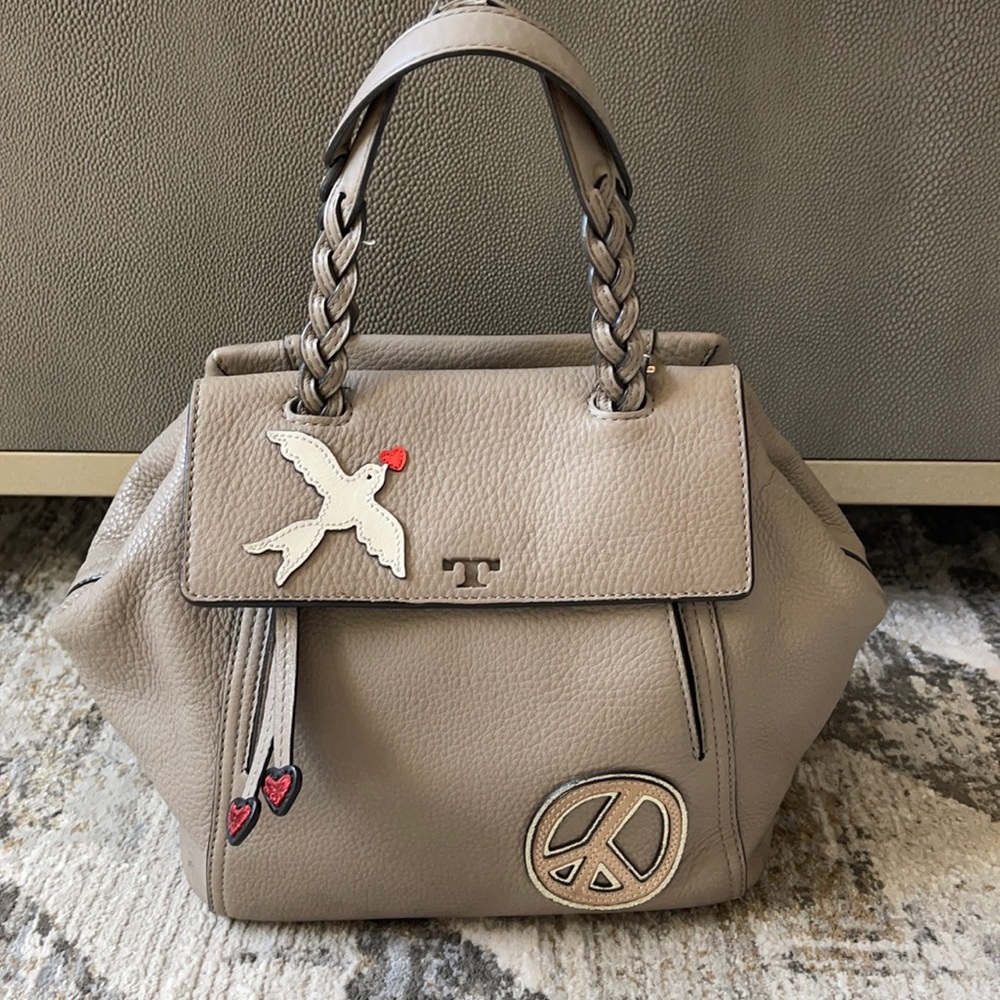 Tory Burch Peace Embellished Half Moon Satchel